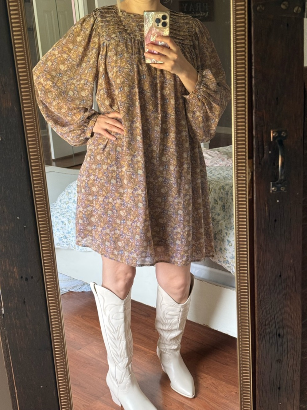 Brown Floral Mini Dress